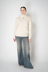 Lorena Antoniazzi Wool Cashmere Cardigan with Ultra High Neckline in Off-White Vancouver. Shop Online or in Store.