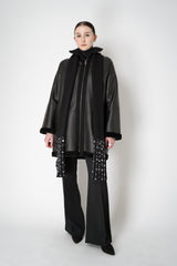 Lorena Antoniazzi Wool Cashmere Crystal Embellished Scarf in Black Vancouver. Shop Online or in Store.