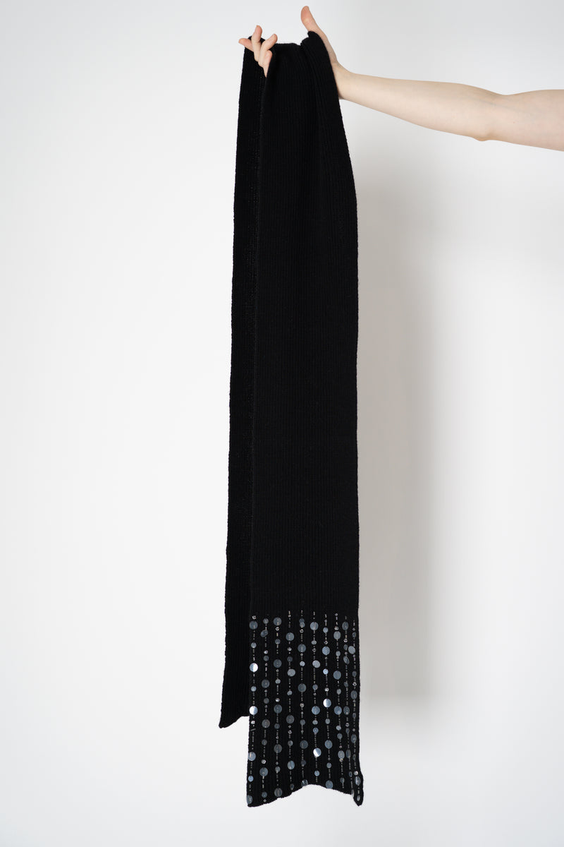 Lorena Antoniazzi Wool Cashmere Crystal Embellished Scarf in Black Vancouver. Shop Online or in Store.