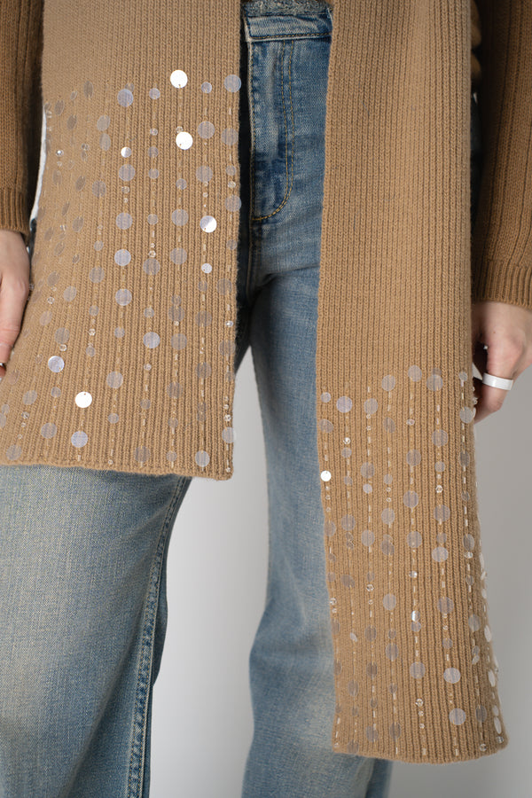 Lorena Antoniazzi Wool Cashmere Crystal Embellished Scarf in Camel Vancouver. Shop Online or in Store.