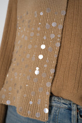 Lorena Antoniazzi Wool Cashmere Crystal Embellished Scarf in Camel Vancouver. Shop Online or in Store.