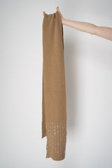 Lorena Antoniazzi Wool Cashmere Crystal Embellished Scarf in Camel Vancouver. Shop Online or in Store.