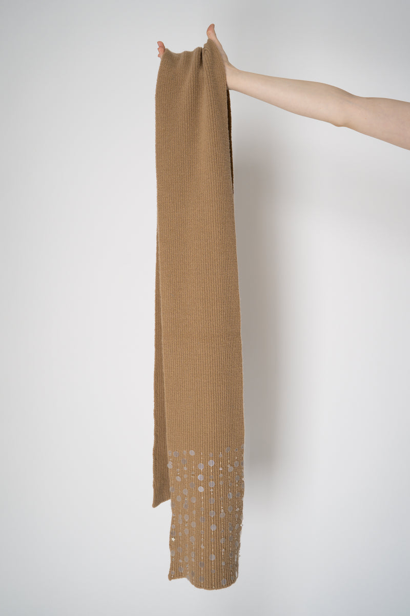 Lorena Antoniazzi Wool Cashmere Crystal Embellished Scarf in Camel Vancouver. Shop Online or in Store.