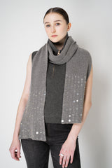 Lorena Antoniazzi Wool Cashmere Crystal Embellished Scarf in Grey Vancouver. Shop Online or in Store.