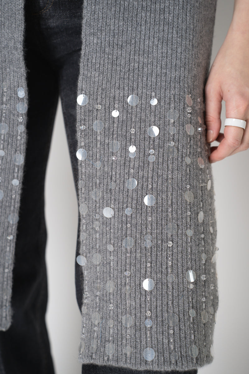 Lorena Antoniazzi Wool Cashmere Crystal Embellished Scarf in Grey Vancouver. Shop Online or in Store.