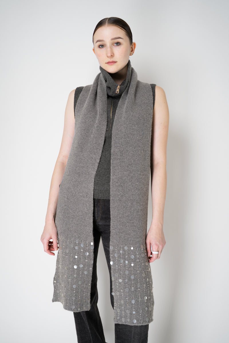 Lorena Antoniazzi Wool Cashmere Crystal Embellished Scarf in Grey Vancouver. Shop Online or in Store.