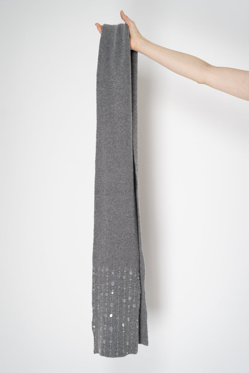 Lorena Antoniazzi Wool Cashmere Crystal Embellished Scarf in Grey Vancouver. Shop Online or in Store.