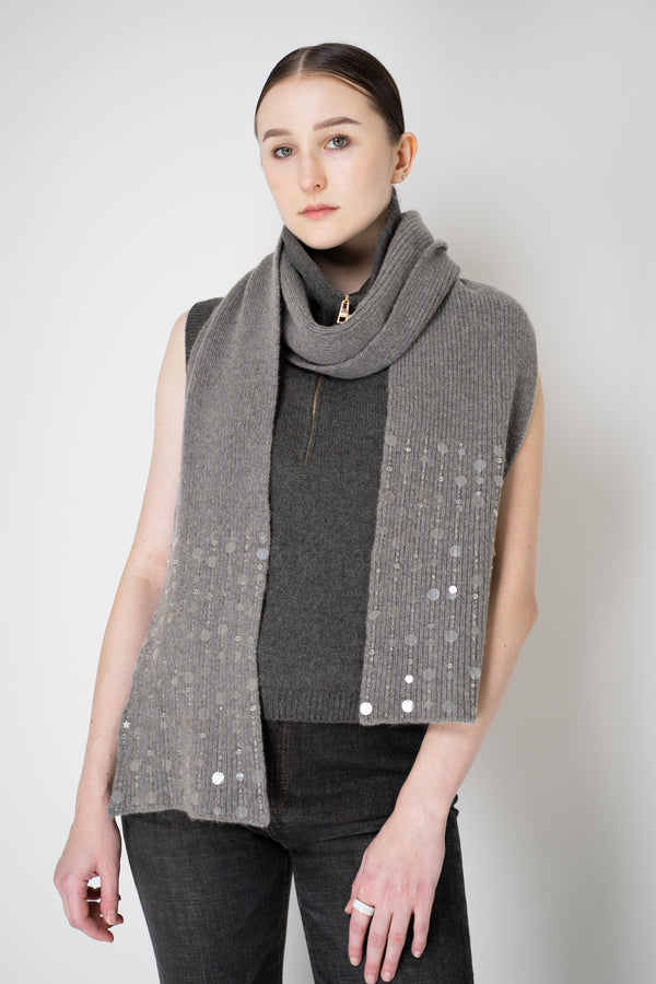 Lorena Antoniazzi Wool Cashmere Crystal Embellished Scarf in Grey Vancouver. Shop Online or in Store.