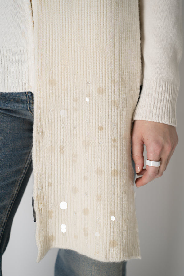 Lorena Antoniazzi Wool Cashmere Crystal Embellished Scarf in Off-White Vancouver. Shop Online or in Store.