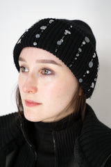 Lorena Antoniazzi Wool Cashmere Crystal Embellished Toque in Black Vancouver. Shop Online or in Store.