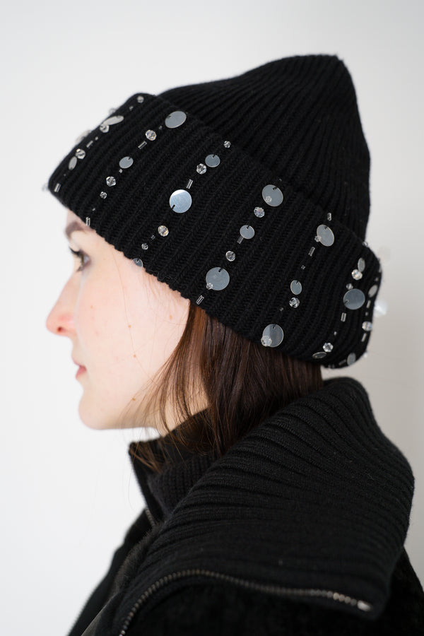 Lorena Antoniazzi Wool Cashmere Crystal Embellished Toque in Black Vancouver. Shop Online or in Store.