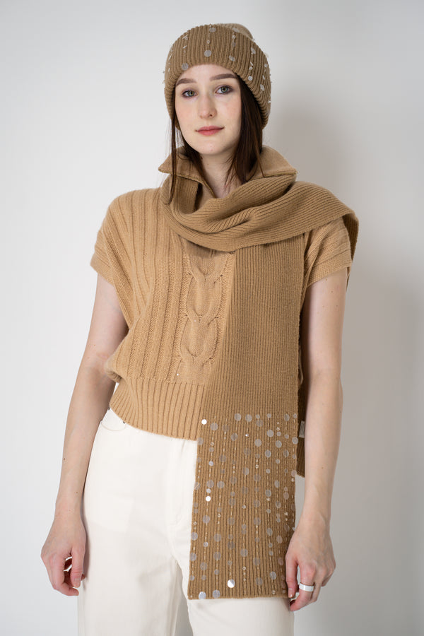 Lorena Antoniazzi Wool Cashmere Crystal Embellished Toque in Camel Vancouver. Shop Online or in Store.