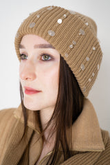 Lorena Antoniazzi Wool Cashmere Crystal Embellished Toque in Camel Vancouver. Shop Online or in Store.