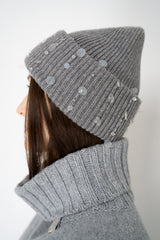 Lorena Antoniazzi Wool Cashmere Crystal Embellished Toque in Grey Vancouver. Shop Online or in Store.