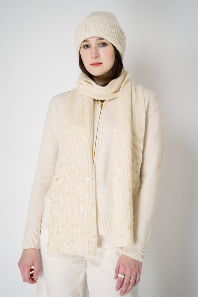 Lorena Antoniazzi Wool Cashmere Crystal Embellished Toque in Off-White Vancouver. Shop Online or in Store.