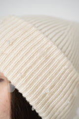 Lorena Antoniazzi Wool Cashmere Crystal Embellished Toque in Off-White Vancouver. Shop Online or in Store.