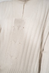 Lorena Antoniazzi Wool Cashmere Half-Zip Cable Knit Pullover in White Vancouver. Shop Online or in Store.
