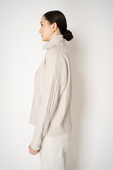 Lorena Antoniazzi Wool Cashmere Half-Zip Cable Knit Pullover in White Vancouver. Shop Online or in Store.