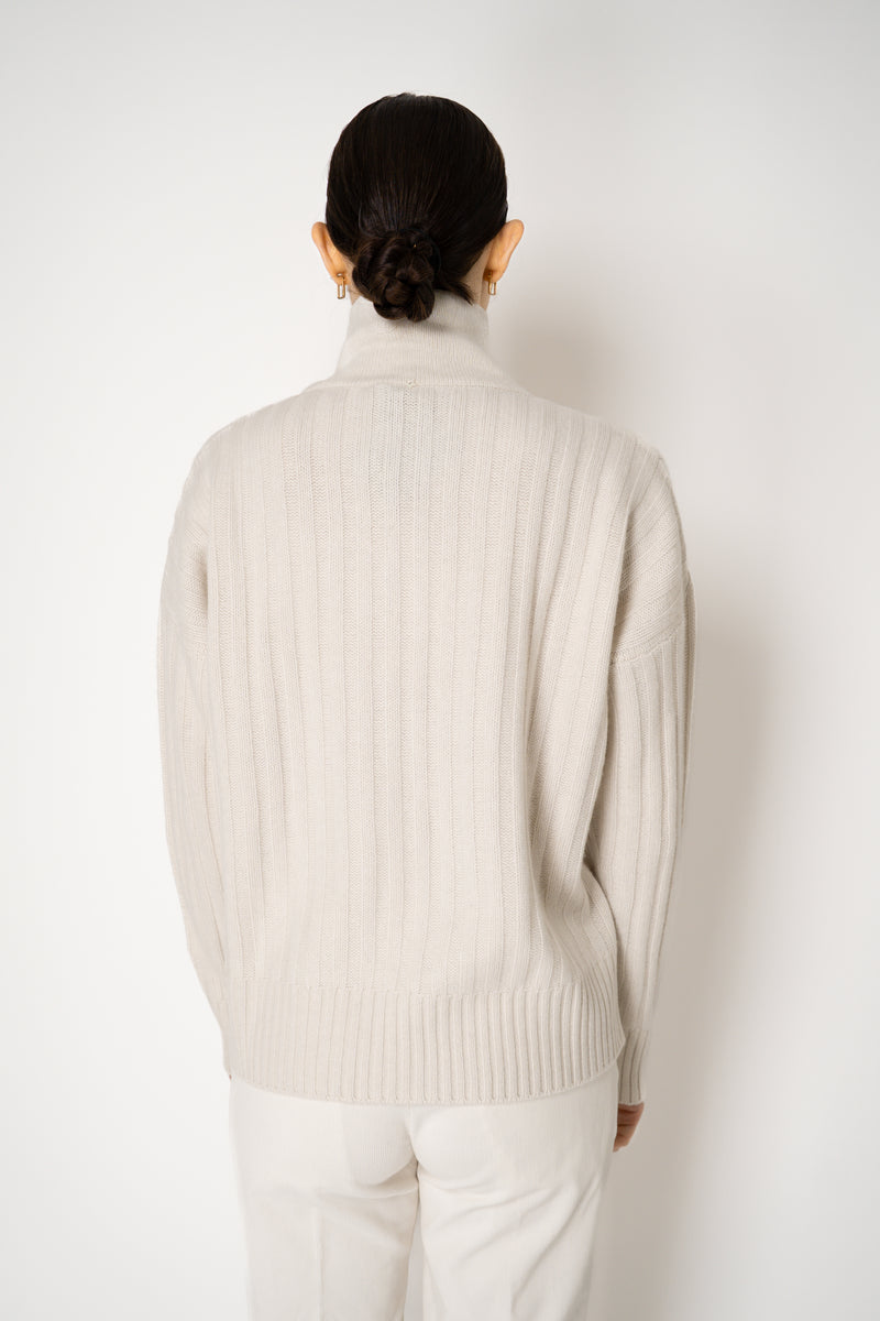 Lorena Antoniazzi Wool Cashmere Half-Zip Cable Knit Pullover in White Vancouver. Shop Online or in Store.