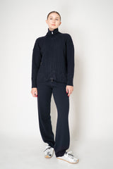 Lorena Antoniazzi Wool Cashmere High Neck Cable Knit Cardigan in Navy Vancouver. Shop Online or in Store.