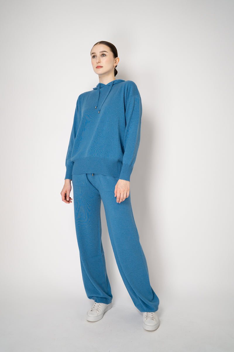 Lorena Antoniazzi Wool Cashmere Knit Hooded Pullover  in Turquoise Vancouver. Shop Online or in Store.