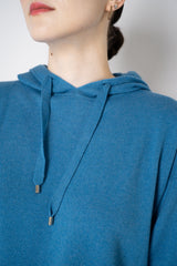Lorena Antoniazzi Wool Cashmere Knit Hooded Pullover  in Turquoise Vancouver. Shop Online or in Store.