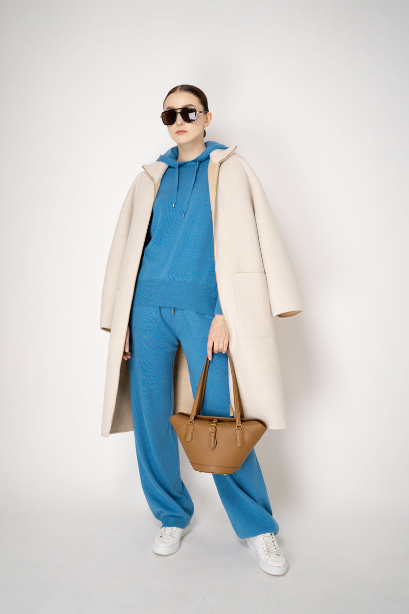 Lorena Antoniazzi Wool Cashmere Knit Hooded Pullover  in Turquoise Vancouver. Shop Online or in Store.