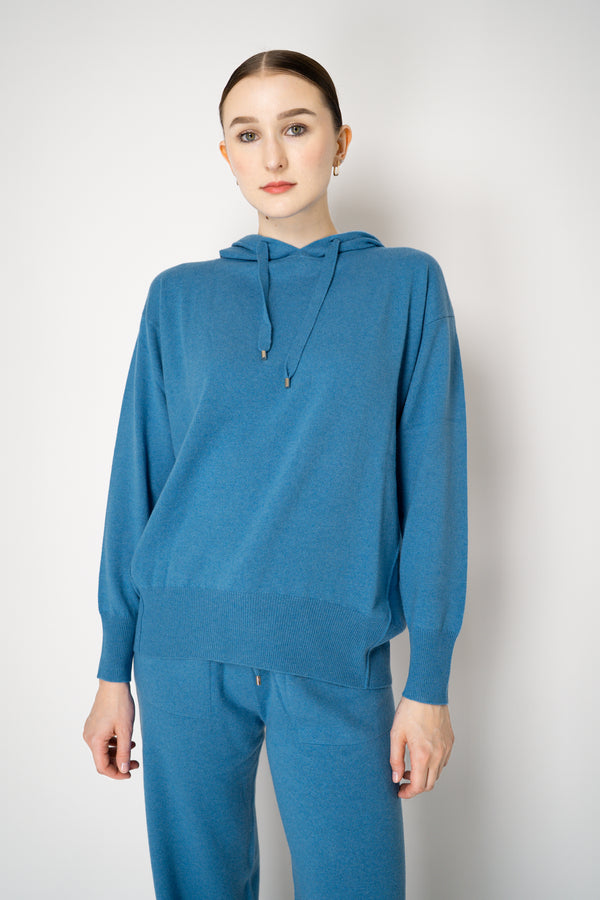 Lorena Antoniazzi Wool Cashmere Knit Hooded Pullover  in Turquoise Vancouver. Shop Online or in Store.