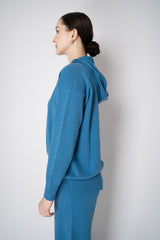 Lorena Antoniazzi Wool Cashmere Knit Hooded Pullover  in Turquoise Vancouver. Shop Online or in Store.