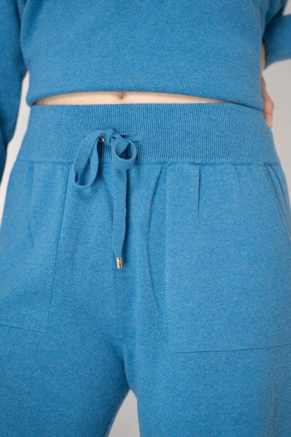 Lorena Antoniazzi Wool Cashmere Knit Joggers in Turquoise Vancouver. Shop Online or in Store.