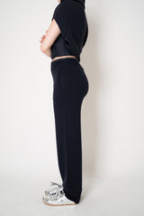 Lorena Antoniazzi Wool Cashmere Knit Pull-On Style Lounge Pants in Navy Vancouver. Shop Online or in Store.
