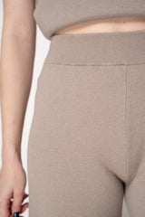 Lorena Antoniazzi Wool Cashmere Knit Pull-On Style Lounge Pants in Taupe Vancouver. Shop Online or in Store.