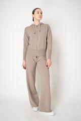 Lorena Antoniazzi Wool Cashmere Knit Pull-On Style Lounge Pants in Taupe Vancouver. Shop Online or in Store.