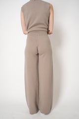 Lorena Antoniazzi Wool Cashmere Knit Pull-On Style Lounge Pants in Taupe Vancouver. Shop Online or in Store.