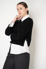 Lorena Antoniazzi Wool Cashmere Knit Sequin Cropped Pullover in Black Vancouver. Shop Online or in Store.