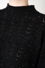 Lorena Antoniazzi Wool Cashmere Knit Sequin Cropped Pullover in Black Vancouver. Shop Online or in Store.
