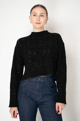 Lorena Antoniazzi Wool Cashmere Knit Sequin Cropped Pullover in Black Vancouver. Shop Online or in Store.