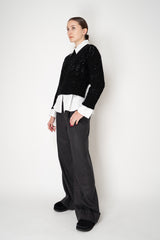 Lorena Antoniazzi Wool Cashmere Knit Sequin Cropped Pullover in Black Vancouver. Shop Online or in Store.