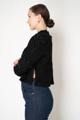 Lorena Antoniazzi Wool Cashmere Knit Sequin Cropped Pullover in Black Vancouver. Shop Online or in Store.