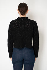 Lorena Antoniazzi Wool Cashmere Knit Sequin Cropped Pullover in Black Vancouver. Shop Online or in Store.