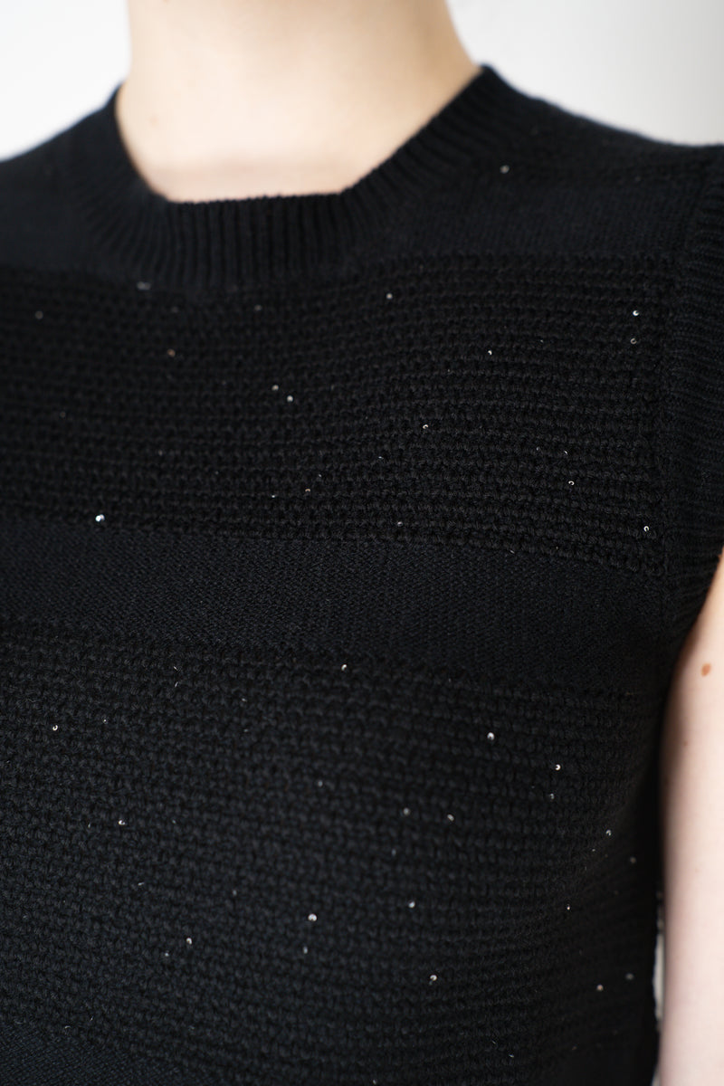 Lorena Antoniazzi Wool Cashmere Knit Sleeveless Top in Black Vancouver. Shop Online or in Store.