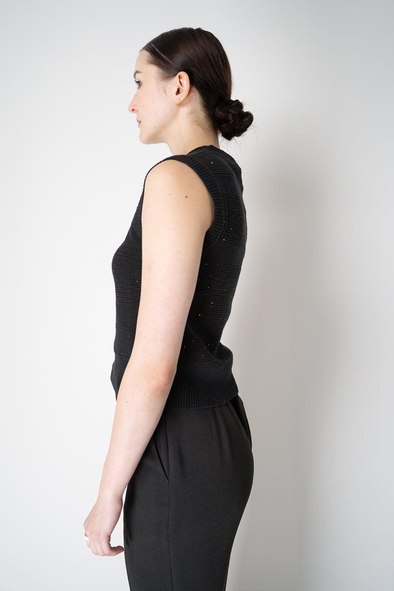 Lorena Antoniazzi Wool Cashmere Knit Sleeveless Top in Black Vancouver. Shop Online or in Store.