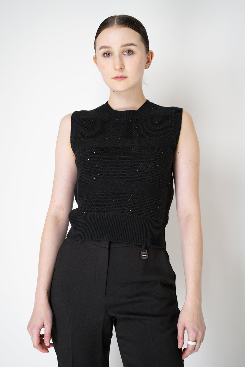 Lorena Antoniazzi Wool Cashmere Knit Sleeveless Top in Black Vancouver. Shop Online or in Store.