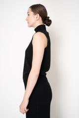 Lorena Antoniazzi Wool Cashmere Knit Sleeveless Turtleneck Top in Black