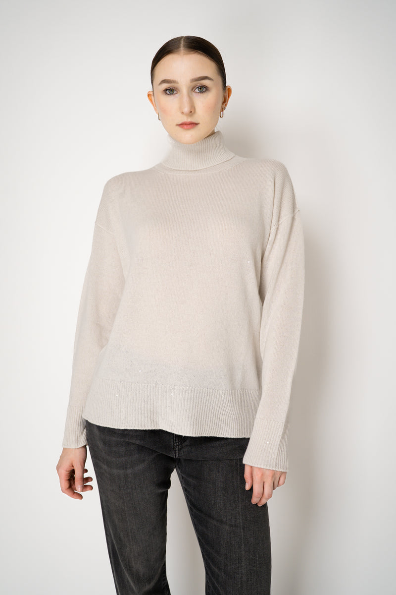 Lorena Antoniazzi Wool Cashmere Knit Turtleneck Pullover in Off-White Vancouver. Shop Online or in Store.