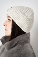 Lorena Antoniazzi Wool Cashmere Lurex Toque in Frosty White Vancouver. Shop Online or in Store.