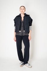 Lorena Antoniazzi Wool Cashmere V-neck Cardigan with Colour Blocking Trims in Navy Vancouver. Shop Online or in Store.
