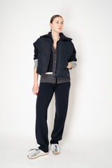 Lorena Antoniazzi Wool Cashmere V-neck Cardigan with Colour Blocking Trims in Navy Vancouver. Shop Online or in Store.