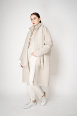 Lorena Antoniazzi Wool Coat with Knit Neckline in Cream Vancouver. Shop Online or in Store.