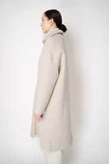 Lorena Antoniazzi Wool Coat with Knit Neckline in Cream Vancouver. Shop Online or in Store.